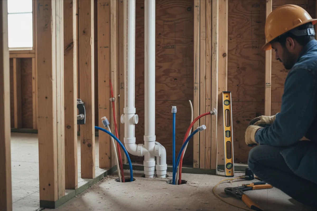 Drain and supply rough-in during Garbage Disposal Repair in Watkinsville